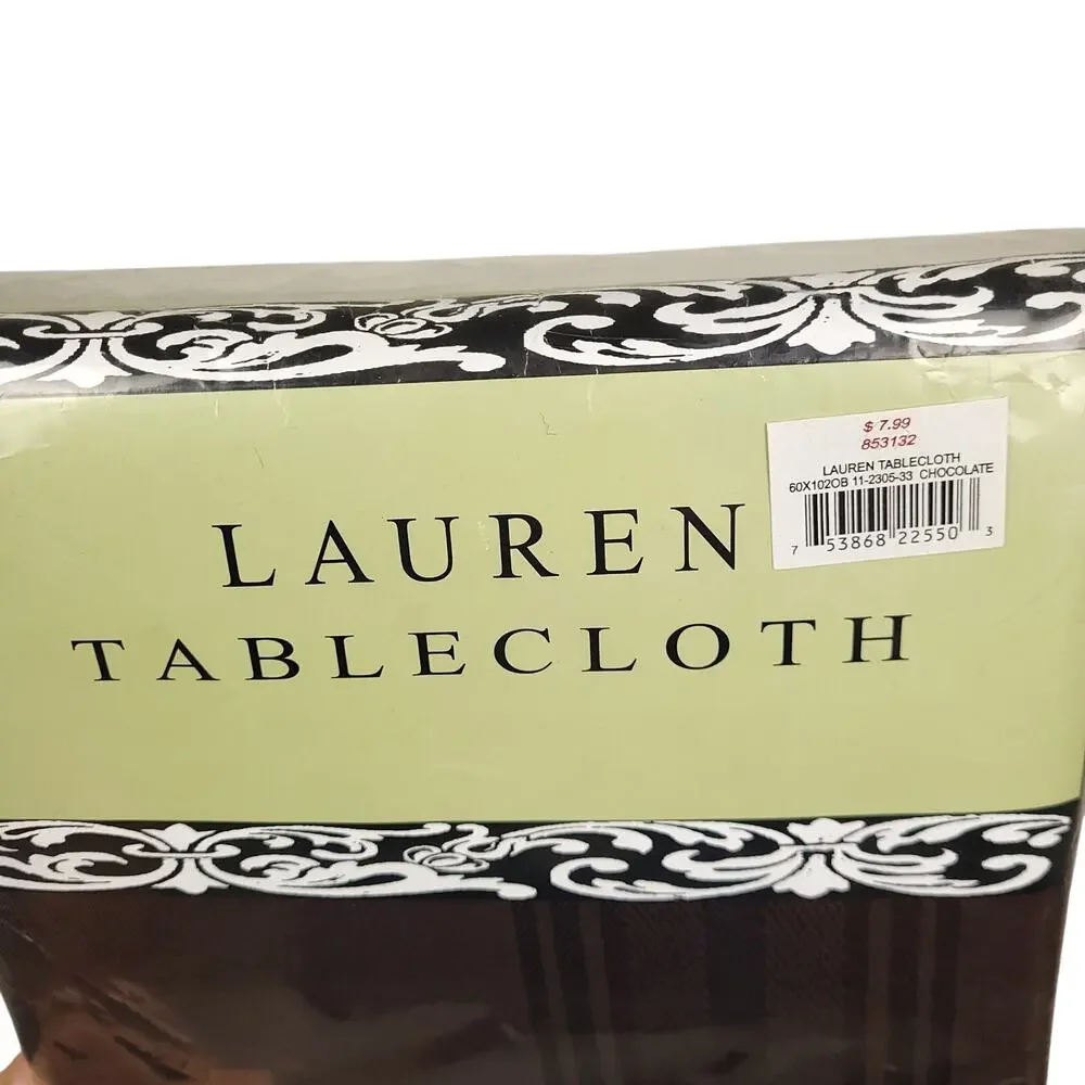 Vintage Lauren Tablecloth 60x102 Oblong Chocolate Brown NEW 11-2305-33